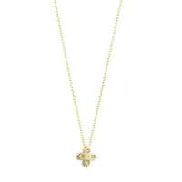 14K Yellow Gold 4 Stone Diamond Cluster Pendant Necklace