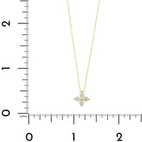 14K Yellow Gold 4 Stone Diamond Cluster Pendant Necklace