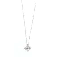 14K White Gold 4 Stone Diamond Cluster Pendant Necklace