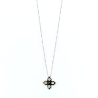 14K White Gold 4 Stone Diamond Cluster Pendant Necklace
