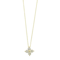 14K Yellow Gold 4 Stone Diamond Cluster Pendant Necklace