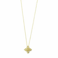 14K Yellow Gold 4 Stone Diamond Cluster Pendant Necklace