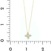 14K Yellow Gold 4 Stone Diamond Cluster Pendant Necklace