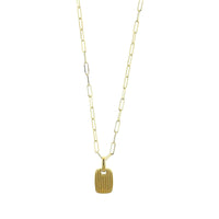18K Yellow Gold Petite Diamond Dog Tag Pendant Necklace
