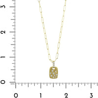 18K Yellow Gold Petite Diamond Dog Tag Pendant Necklace