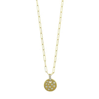 18K Yellow Gold Petite Diamond Circle Tag Pendant Necklace