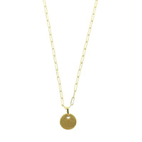 18K Yellow Gold Petite Diamond Circle Tag Pendant Necklace