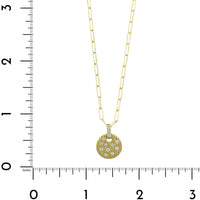 18K Yellow Gold Petite Diamond Circle Tag Pendant Necklace