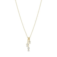 Zoe Chicco 14K Yellow Gold Triple Diamond Drop Pendant Necklace