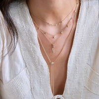 Zoe Chicco 14K Yellow Gold Triple Diamond Drop Pendant Necklace