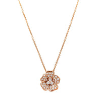 Leo Pizzo 18K Rose Gold Pave Diamond Flower Pendant Necklace