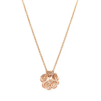 Leo Pizzo 18K Rose Gold Pave Diamond Flower Pendant Necklace