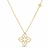 Roberto Coin 18K Yellow Gold Princess Flower Open Frame Diamond Necklace