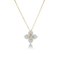 Roberto Coin 18K Yellow and White Gold Diamond Flower Pendant Necklace