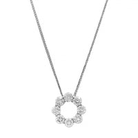 Platinum Round Diamond Circle Pendant Necklace