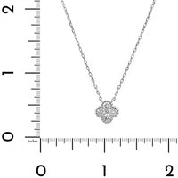 14K White Gold 5 Stone Quatrefoil Motif Diamond Pendant Necklace