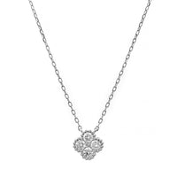 14K White Gold 5 Stone Quatrefoil Motif Diamond Pendant Necklace