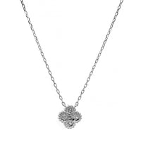 14K White Gold 5 Stone Quatrefoil Motif Diamond Pendant Necklace