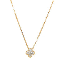 14K Yellow Gold 5 Stone Quatrefoil Motif Diamond Pendant Necklace