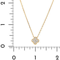 14K Yellow Gold 5 Stone Quatrefoil Motif Diamond Pendant Necklace