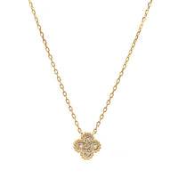14K Yellow Gold 5 Stone Quatrefoil Motif Diamond Pendant Necklace