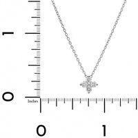 14K White Gold 4 Stone Diamond Cluster Pendant Necklace