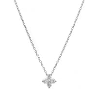 14K White Gold 4 Stone Diamond Cluster Pendant Necklace