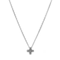 14K White Gold 4 Stone Diamond Cluster Pendant Necklace