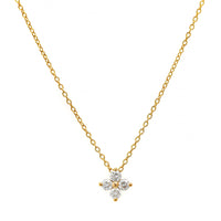 14K Yellow Gold 4 Stone Diamond Cluster Pendant Necklace