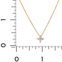 14K Yellow Gold 4 Stone Diamond Cluster Pendant Necklace