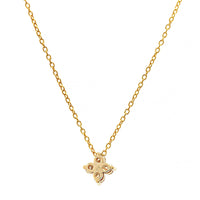 14K Yellow Gold 4 Stone Diamond Cluster Pendant Necklace