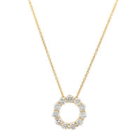14K Yellow Gold Circular Diamond Pendant Necklace