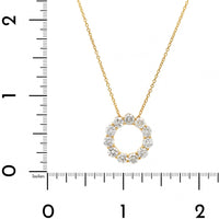 14K Yellow Gold Circular Diamond Pendant Necklace