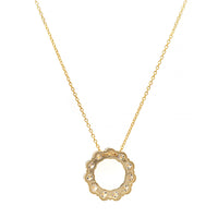 14K Yellow Gold Circular Diamond Pendant Necklace