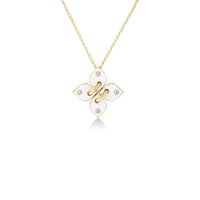Roberto Coin 18K Yellow Gold Love In Verona Diamond and White Enameled Pendant Necklace