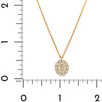 18K Yellow Gold Oval Diamond Pendant Necklace