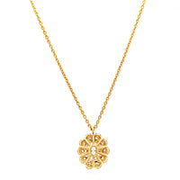 18K Yellow Gold Oval Diamond Pendant Necklace
