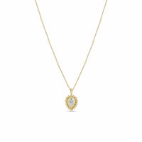 Zoe Chicco 14K Yellow Gold Beaded Pear Shaped Diamond Pendant Necklace