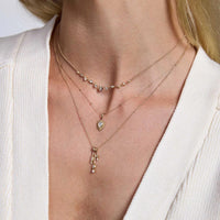Zoe Chicco 14K Yellow Gold Beaded Pear Shaped Diamond Pendant Necklace