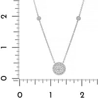 14K White Gold Double Diamond Halo Pendant Necklace