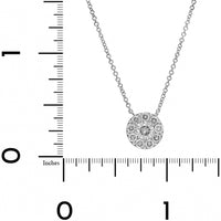 14K White Gold Diamond Cluster Pendant Necklace