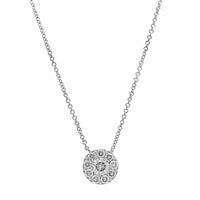 14K White Gold Diamond Cluster Pendant Necklace