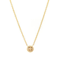 14K Yellow Gold Diamond Cluster Pendant Necklace