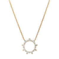 14K Yellow Gold Diamond Circle Pendant Necklace