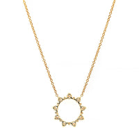 14K Yellow Gold Diamond Circle Pendant Necklace