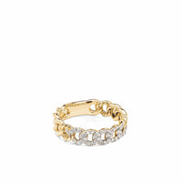 Belmont Curb Link Narrow Ring in 18K Yellow Gold with Pavé Diamonds