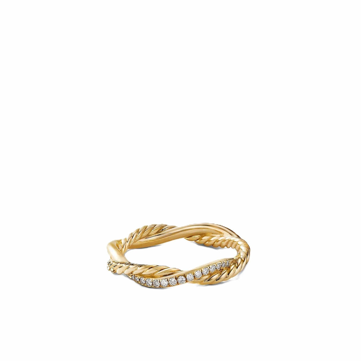 Petite Infinity Twisted Ring in 18K Yellow Gold with Pavé Diamonds
