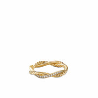 Petite Infinity Twisted Ring in 18K Yellow Gold with Pavé Diamonds