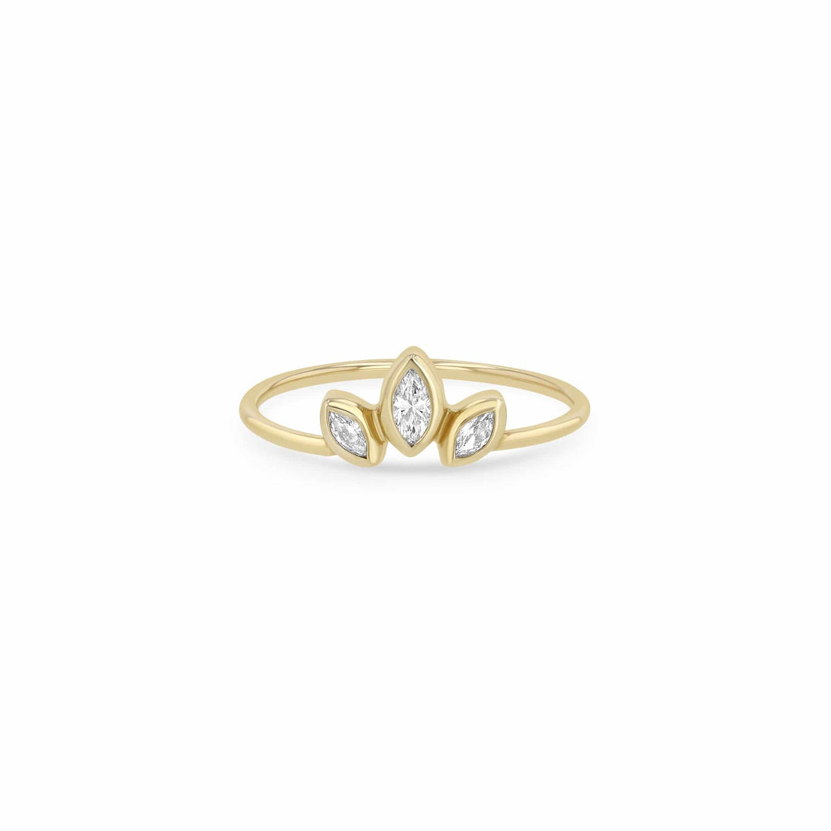 14K Yellow Gold Graduating Marquise Diamond Ring