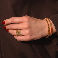 Etho Maria 18K Rose Gold Multi-Row Brown Diamond Ring